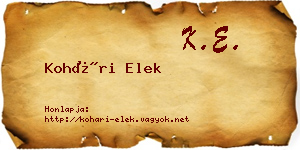 Kohári Elek névjegykártya