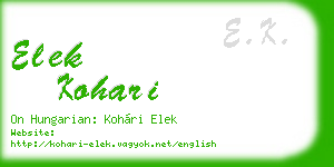 elek kohari business card