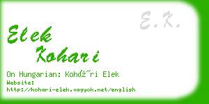 elek kohari business card